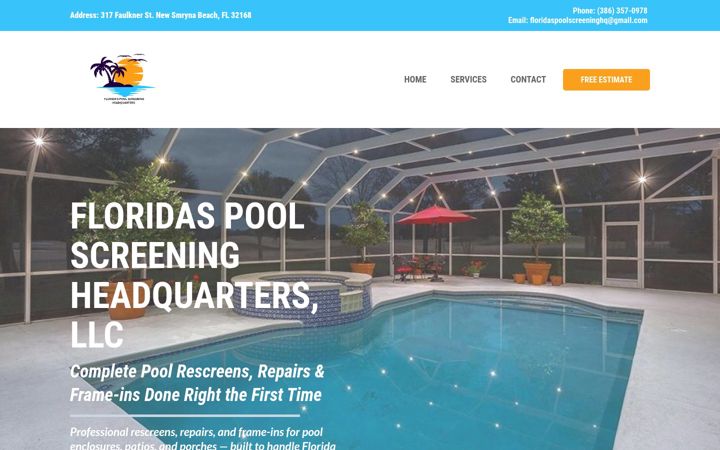 Screenshot of floridaspoolscreeninghq.com