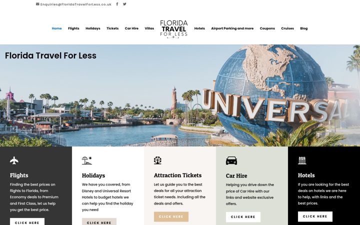 Screenshot of floridatravelforless.co.uk