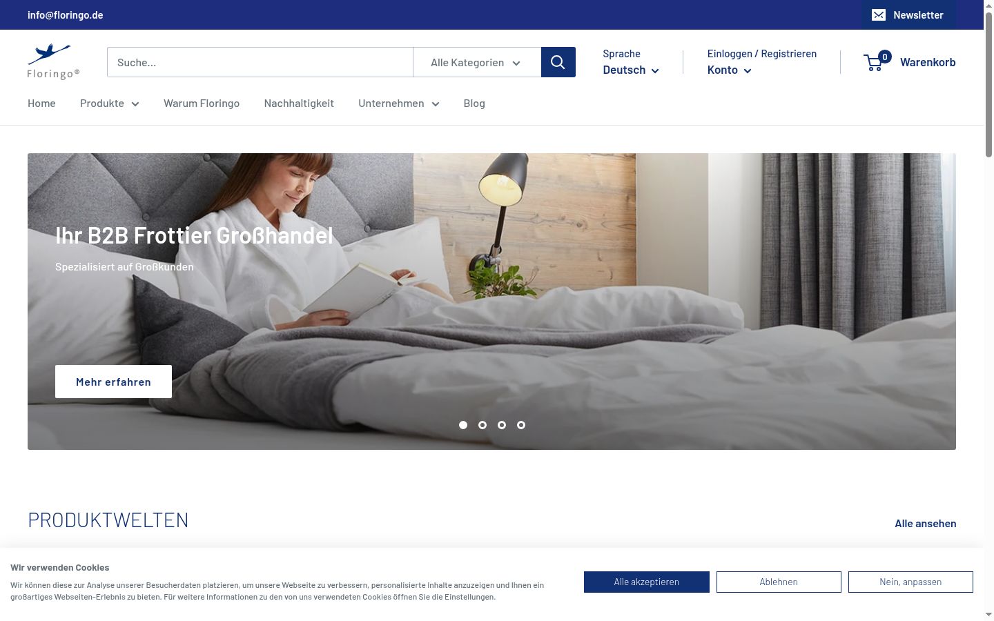 Screenshot des Einwilligungsbanners vor jeglicher Interaktion