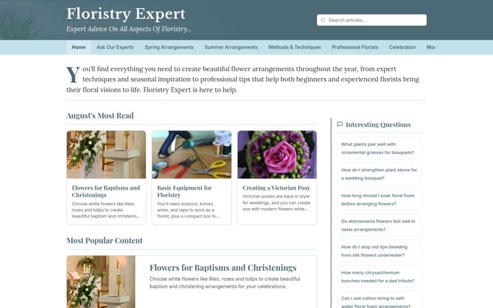 Screenshot of floristryexpert.co.uk
