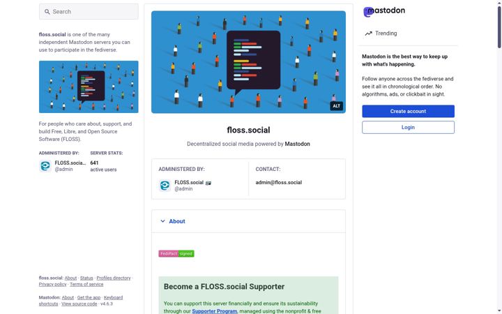 Screenshot of floss.social