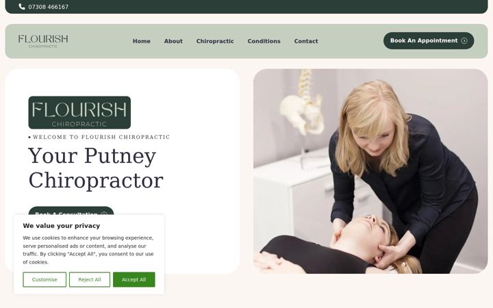 Screenshot of flourishchiropractic.co.uk