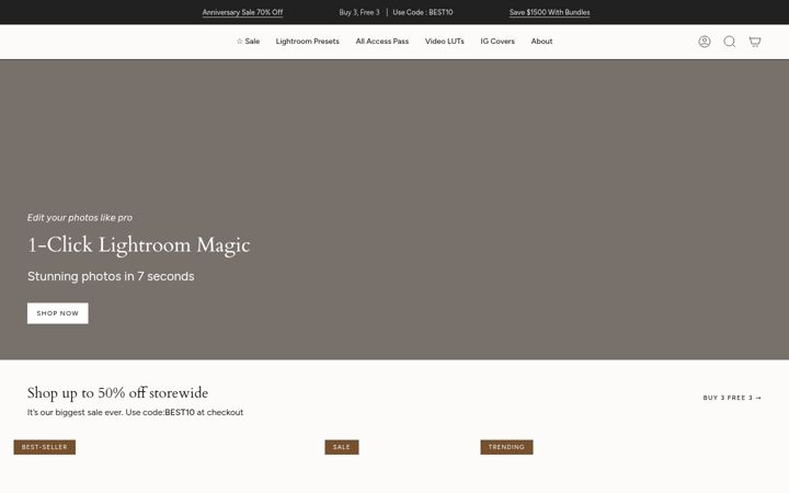 Screenshot of flourishpresets.com