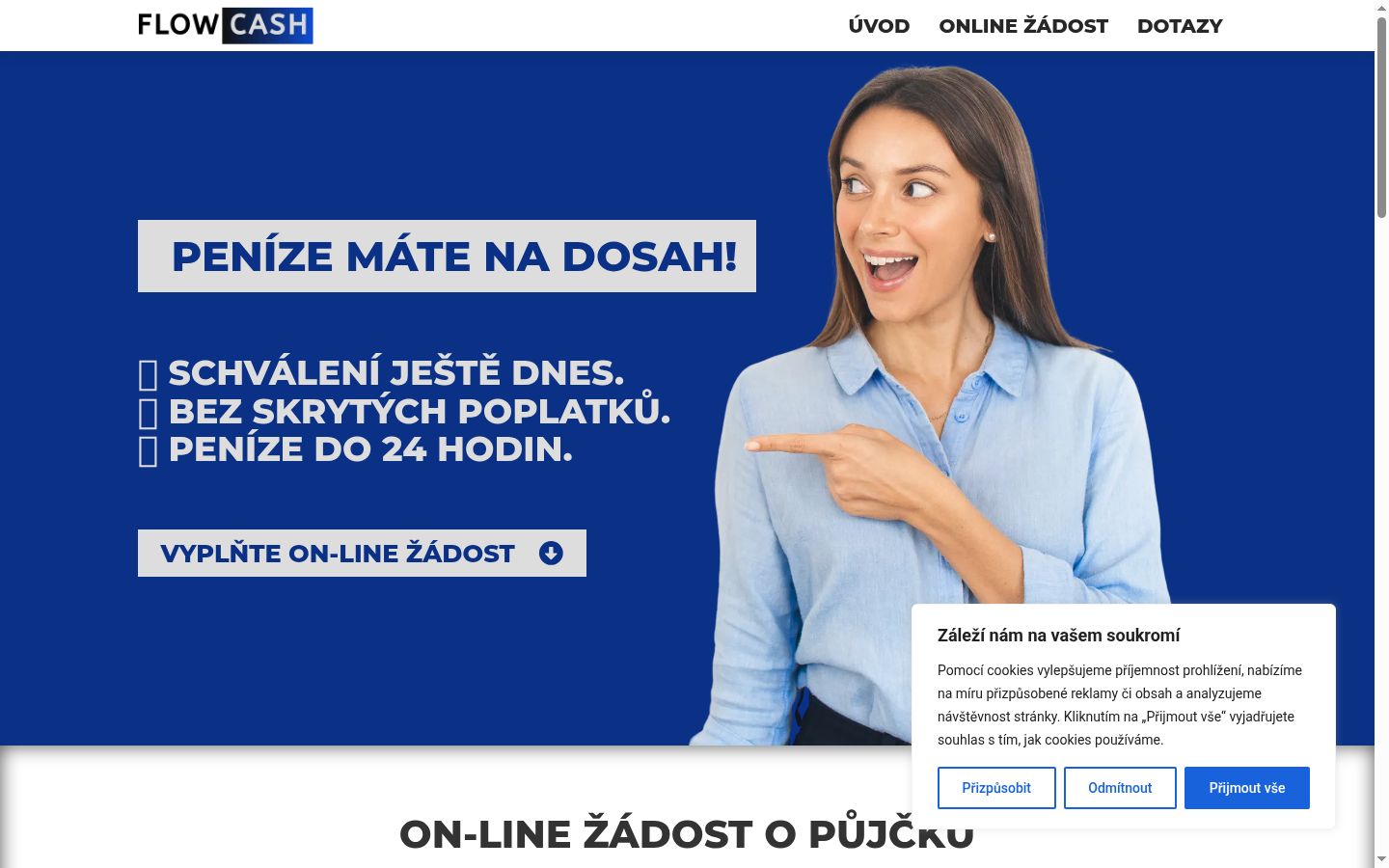 Snímek obrazovky baneru souhlasu zobrazeného před jakoukoli interakcí