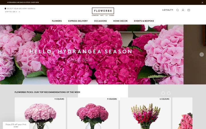 Screenshot of flowerbx.com