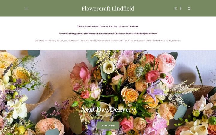 Snimka zaslona za flowercraftlindfield.co.uk