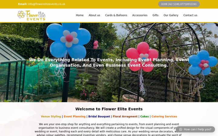 Snimka zaslona za flowereliteevents.co.uk