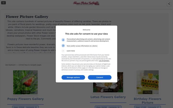 Screenshot of flowerpicturegallery.com