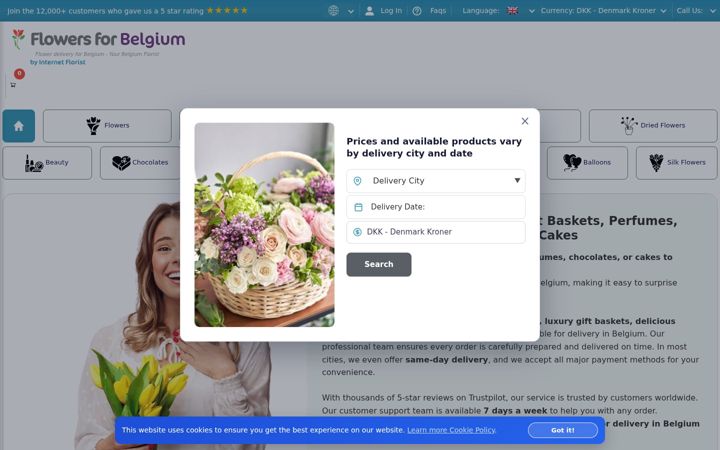 Snimka zaslona za flowers4belgium.com