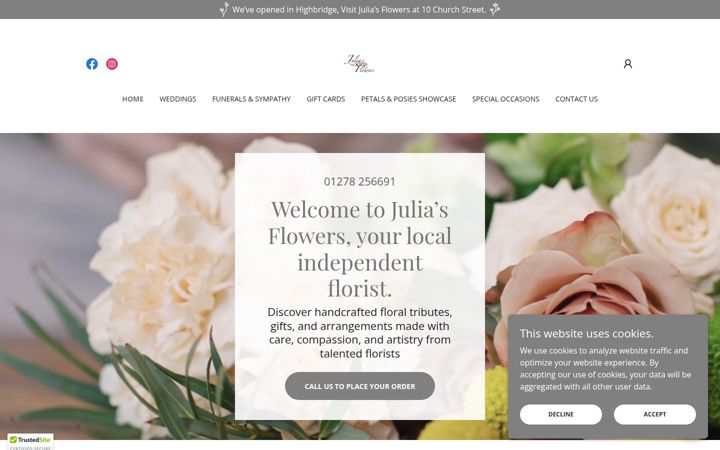 Screenshot of flowersbyjulia.co.uk