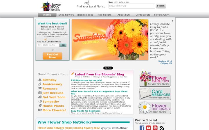 Screenshot of flowershopnetwork.com