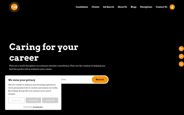 Skærmbillede af flowrecruitment.co.uk