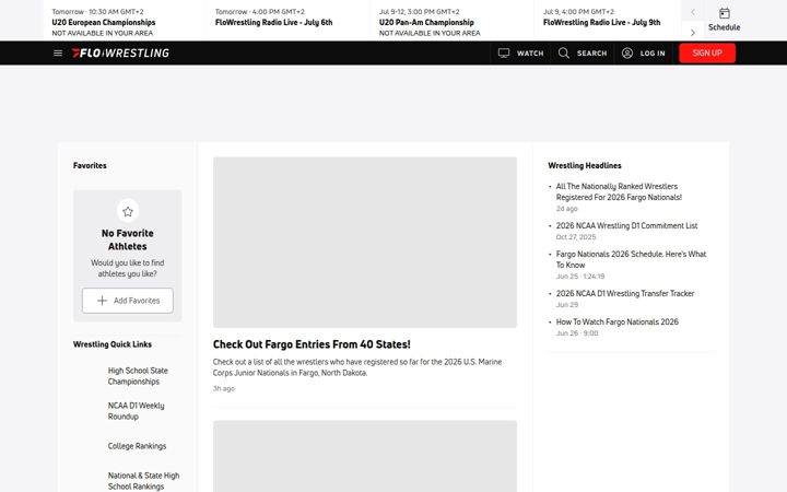 Screenshot ta' flowrestling.org