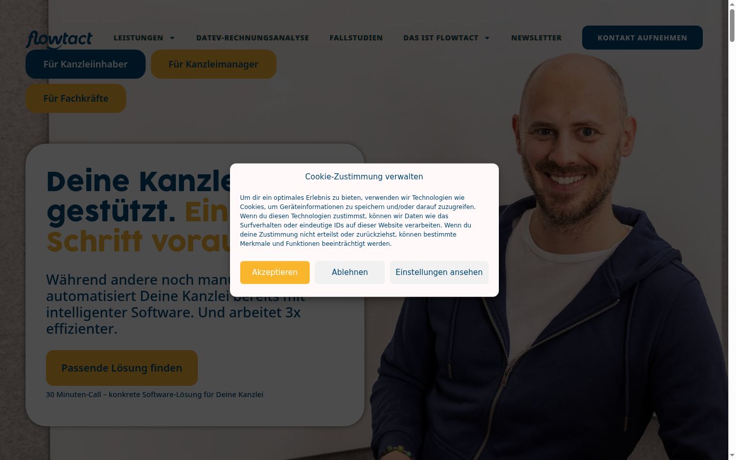 Snímek obrazovky baneru souhlasu zobrazeného před jakoukoli interakcí