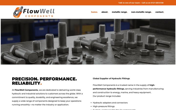 Skærmbillede af flowwellcomponents.co.uk