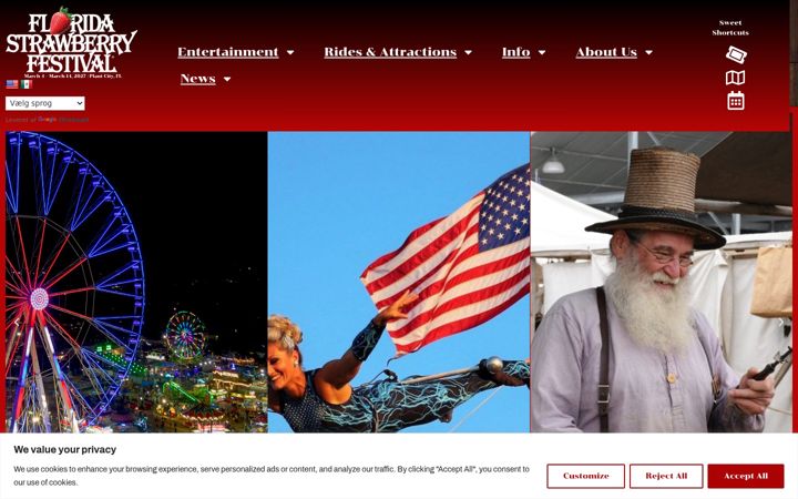 Screenshot of flstrawberryfestival.com