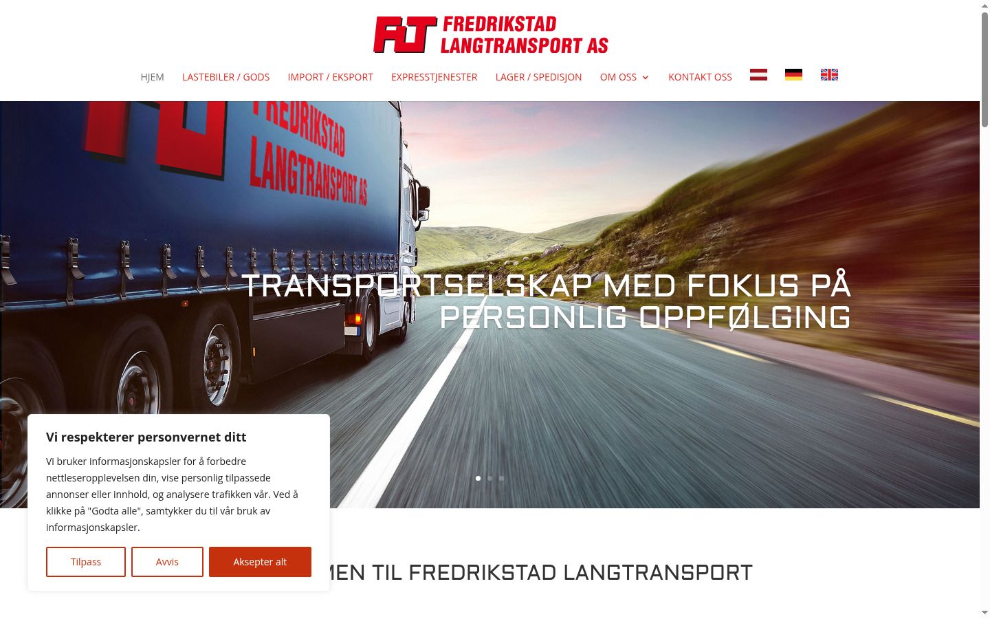 Skärmbild av samtyckesbannern som visades före någon interaktion