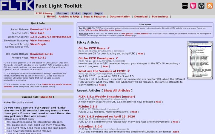 Screenshot of fltk.org