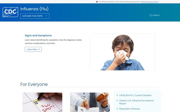 Screenshot of flu.gov