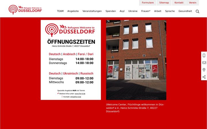 Screenshot ta' fluechtlinge-willkommen-in-duesseldorf.de