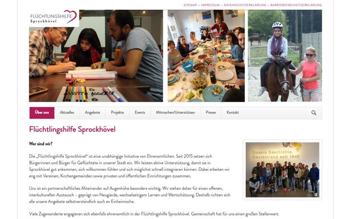 Screenshot ta' fluechtlingshilfe-sprockhoevel.de
