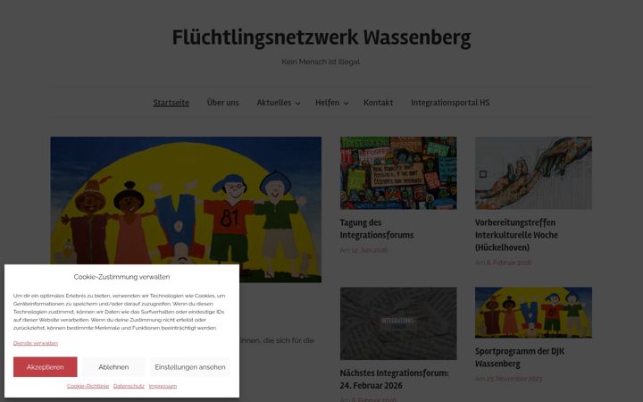Screenshot of fluechtlingsnetzwerk-wassenberg.de