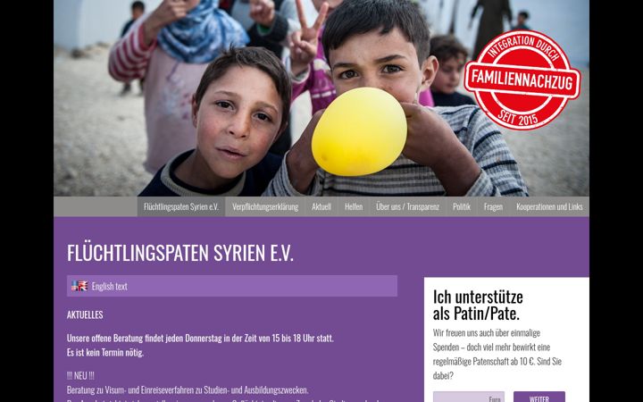 Screenshot of fluechtlingspaten-syrien.de
