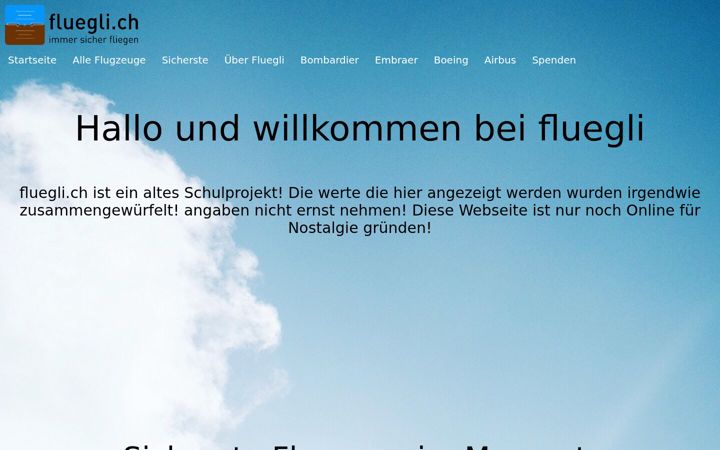 Screenshot of fluegli.ch