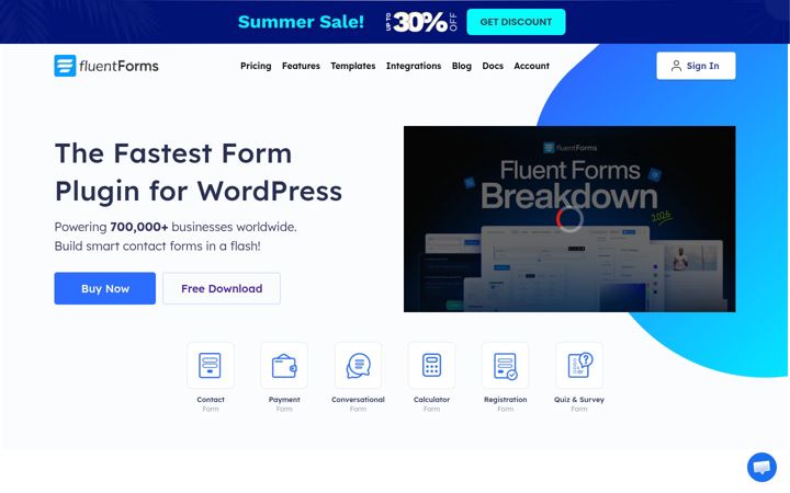 Screenshot of fluentforms.com