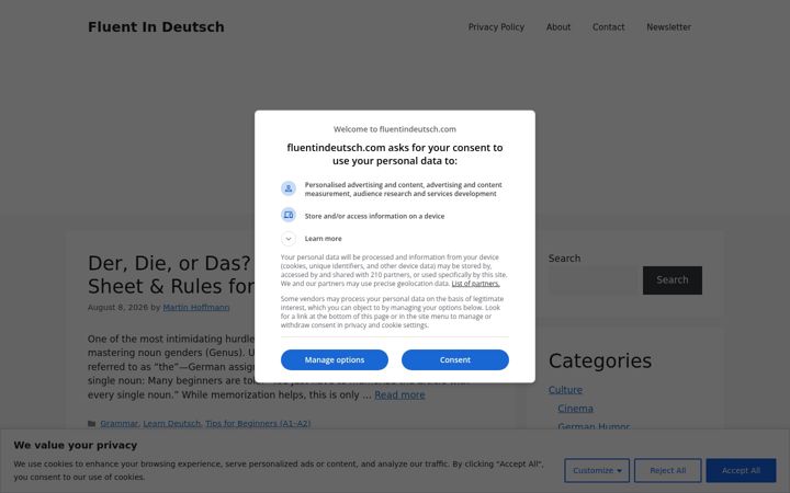 Screenshot of fluentindeutsch.com
