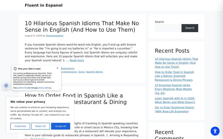 Screenshot of fluentinespanol.com