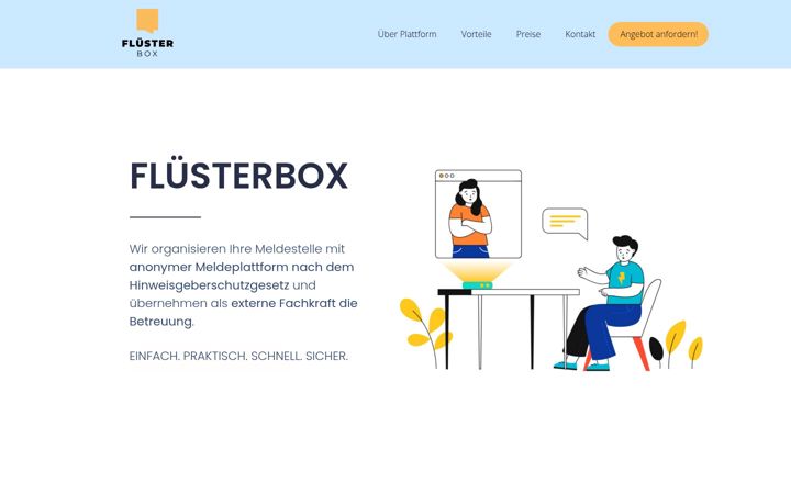 Captură de ecran a fluesterbox.de