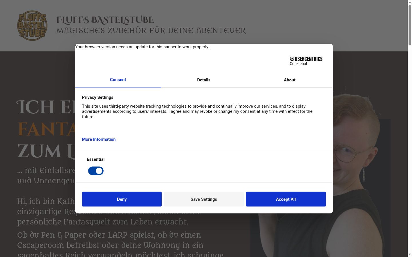 Captură de ecran a bannerului de consimțământ afișat înainte de orice interacțiune