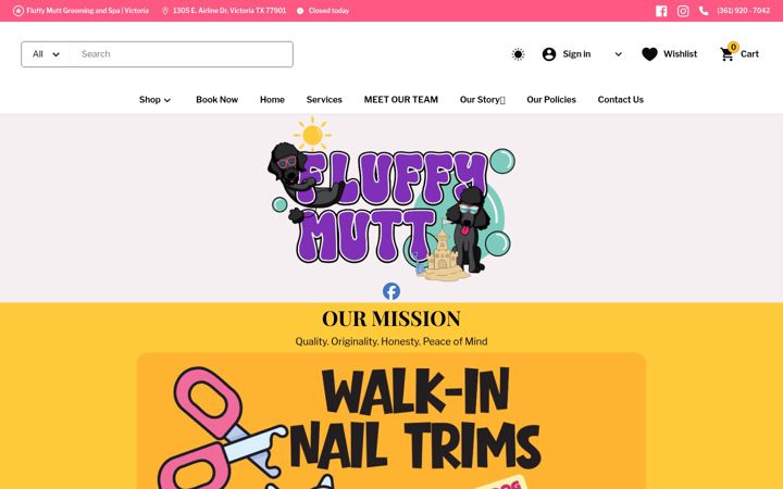 Screenshot of fluffymuttgroomingspa.com