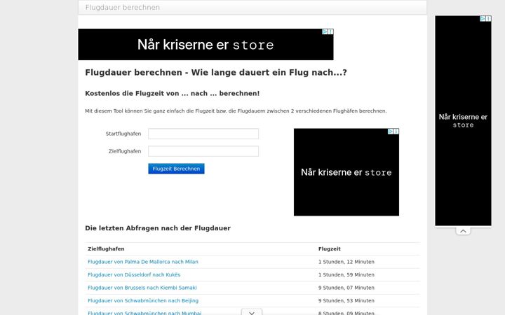 Screenshot of flugdauer-berechnen.de