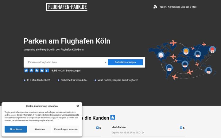 Captura de pantalla de flughafen-park.de