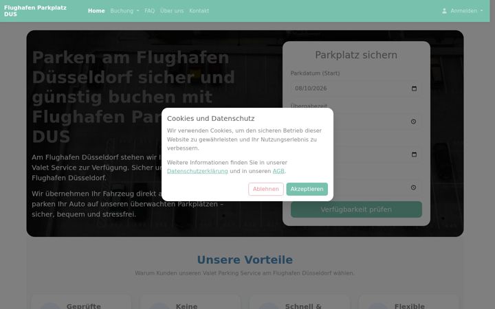 Captura de pantalla de flughafenparkplatzdus.de