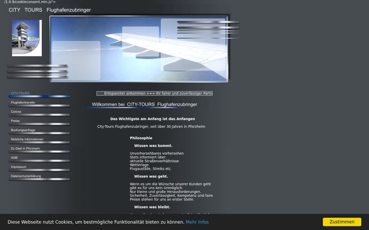 Screenshot of flughafenzubringer-city-tours.de
