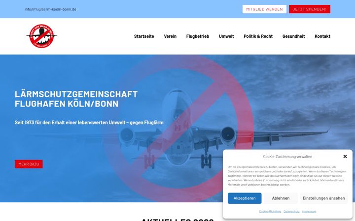 Screenshot of fluglaerm-koeln-bonn.de