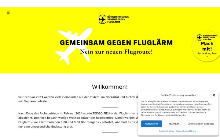 Screenshot of fluglaerm-stuttgart.de
