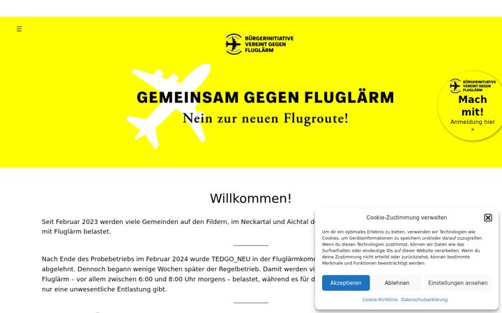 Skjámynd af fluglaermstuttgart.de