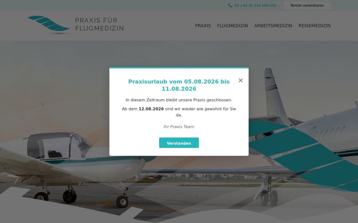 Screenshot of flugmedizin-hamburg.de
