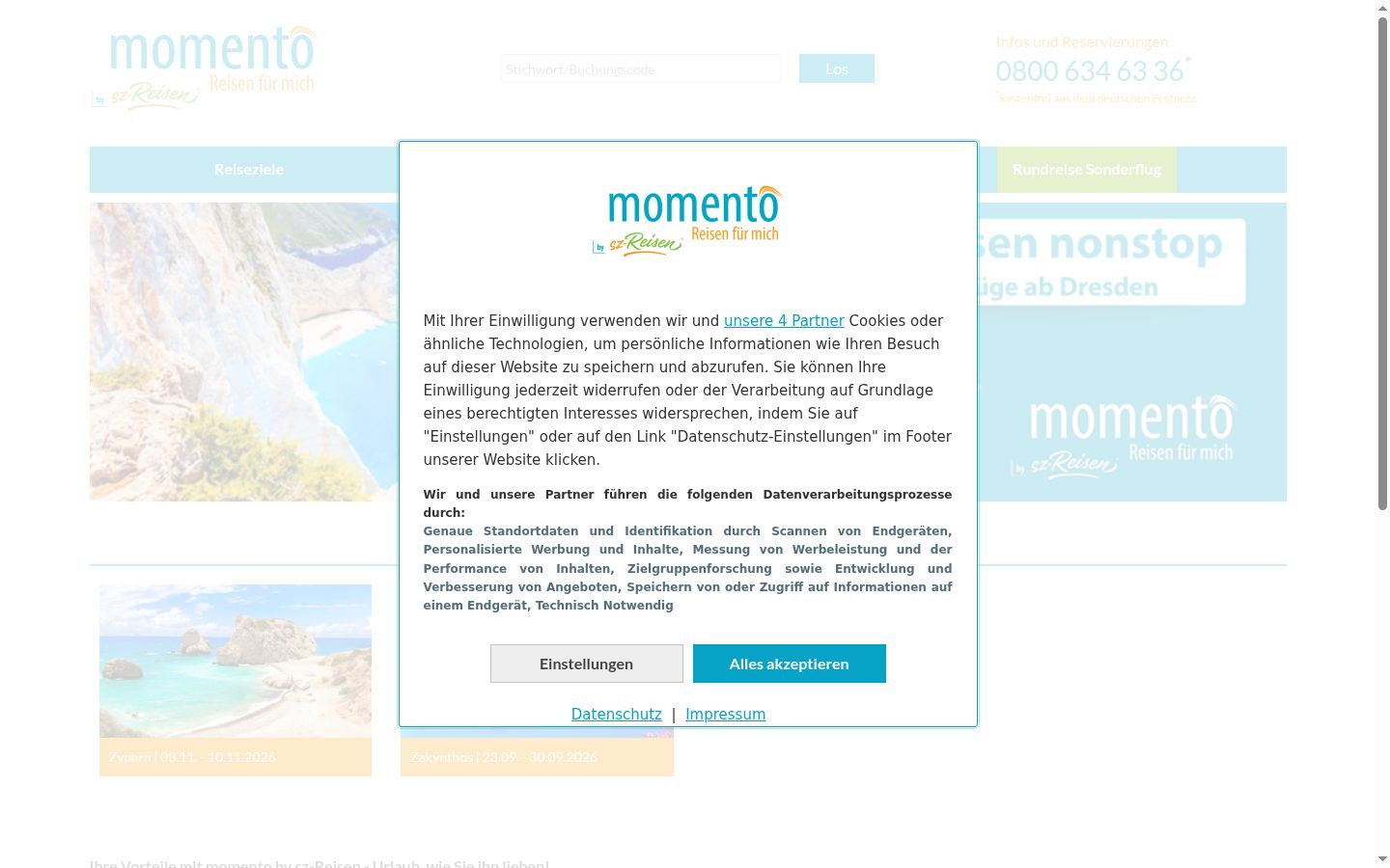 Screenshot of the consent banner shown before any interaction