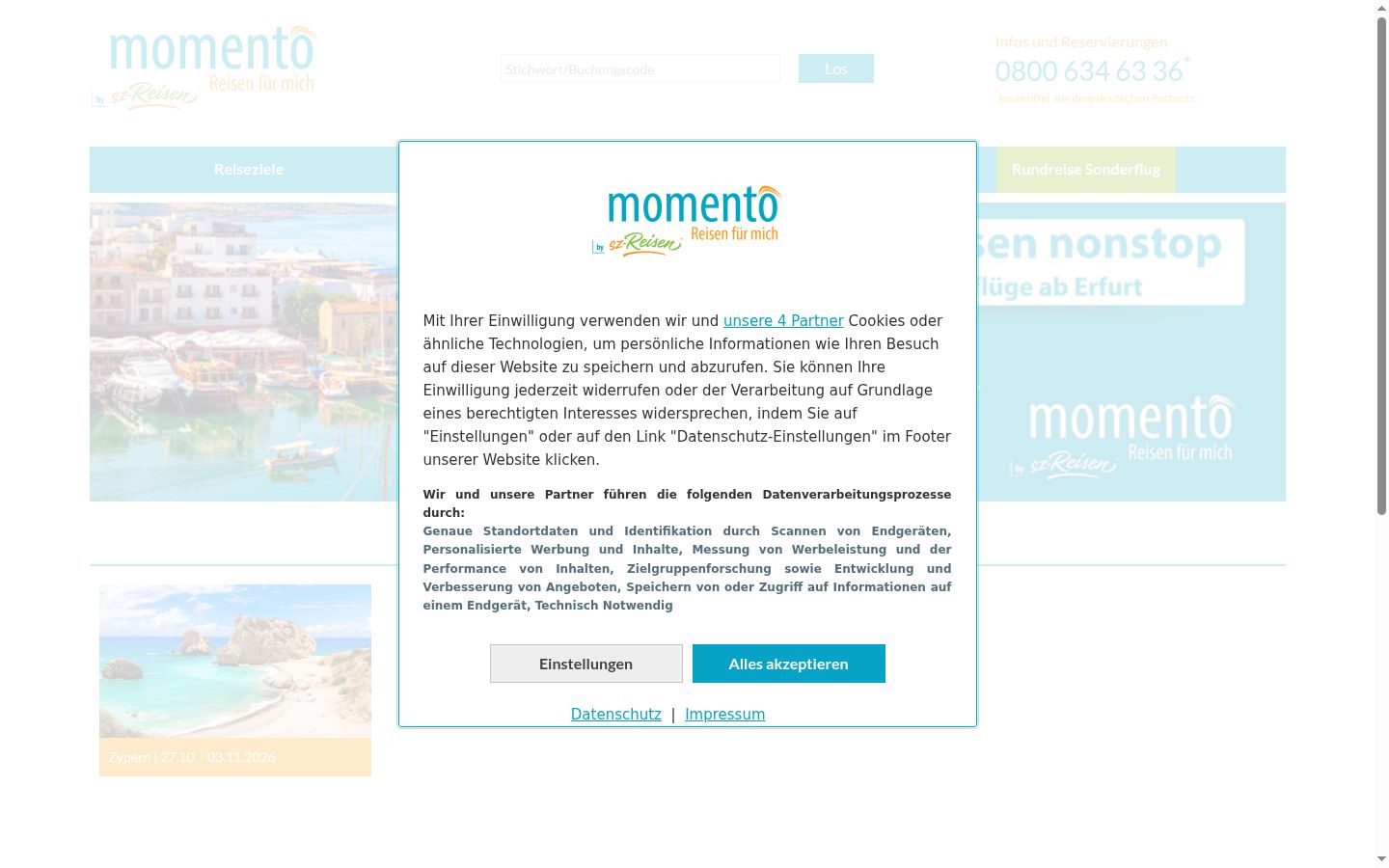 Screenshot of the consent banner shown before any interaction
