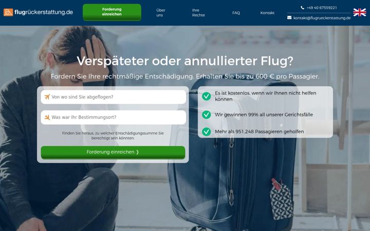 Screenshot ta' flugrueckerstattung.de