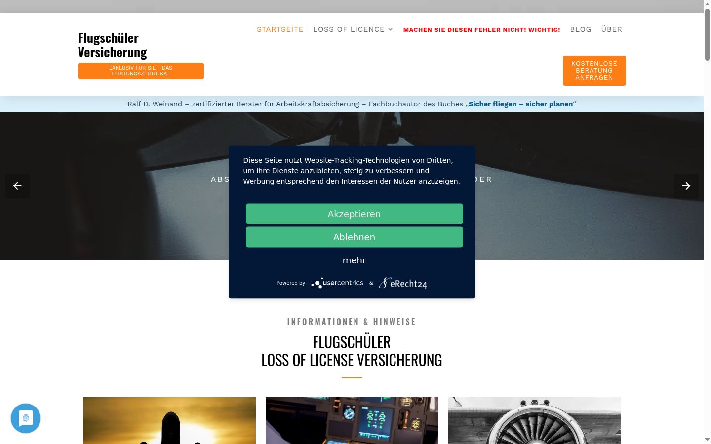 Captura de ecrã do banner de consentimento apresentado antes de qualquer interação