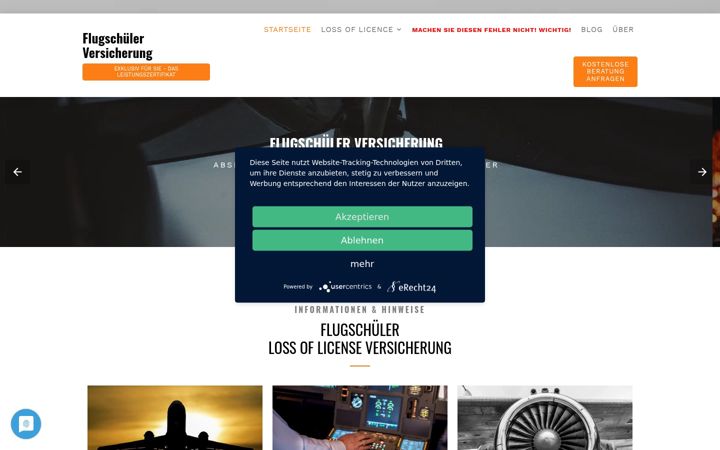 Screenshot ta' flugschueler-versicherung.de