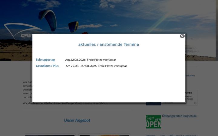Screenshot ta' flugschule-dreyeckland.de