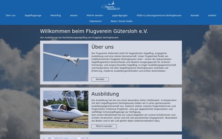 Screenshot of flugverein-guetersloh.de