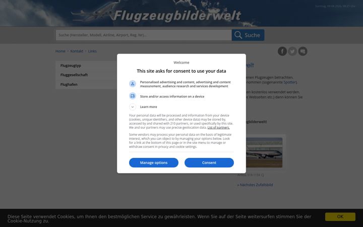 Screenshot of flugzeugbilderwelt.de